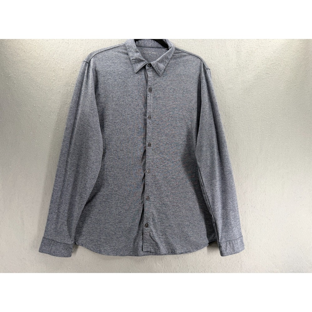Zachary Prell Shirt Mens M Blue Performance Stretch Knit Heather Minimalist